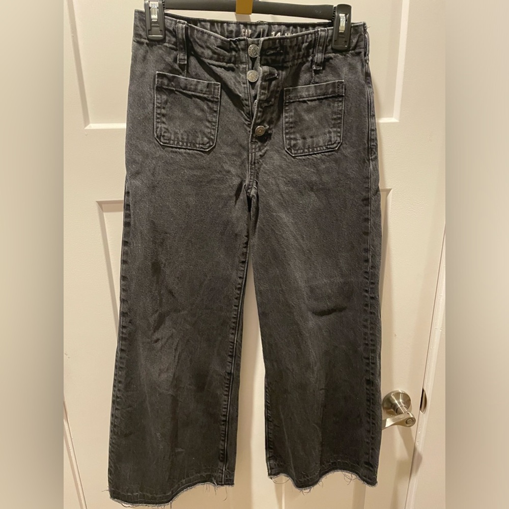 Gap - girls black high stride ankle jeans, size 14.